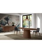 Table à manger ovale noyer plaqué noyer - 220x110x76 cm