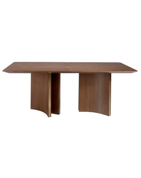 Table de salle à manger rectangulaire noyer/doré - 200x100x76 cm