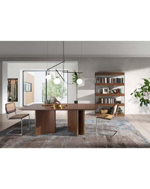 Table de salle à manger rectangulaire noyer/doré - 200x100x76 cm