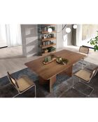 Table de salle à manger rectangulaire noyer/doré - 200x100x76 cm