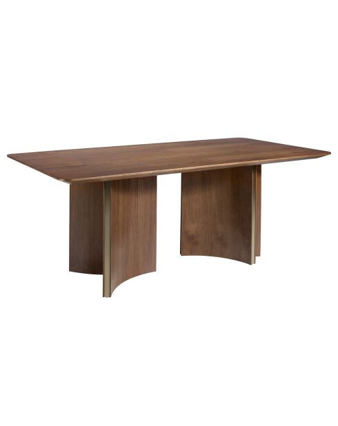 Table de salle à manger rectangulaire noyer/doré - 200x100x76 cm