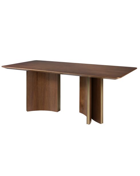 Table de salle à manger rectangulaire noyer/doré - 200x100x76 cm