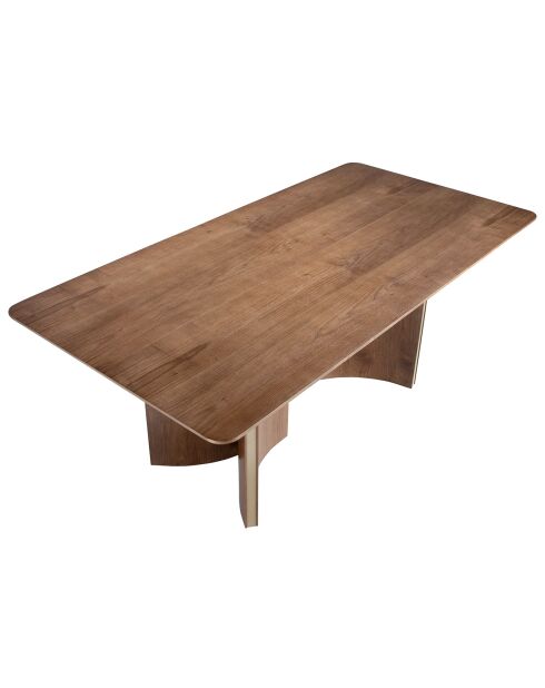Table de salle à manger rectangulaire noyer/doré - 200x100x76 cm