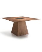 Quadratischer Esstisch aus Nussbaumholz/Schwarz - 150x150x79 cm