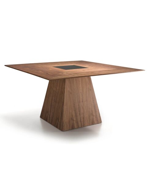 Quadratischer Esstisch aus Nussbaumholz/Schwarz - 150x150x79 cm