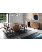 Quadratischer Esstisch aus Nussbaumholz/Schwarz - 150x150x79 cm