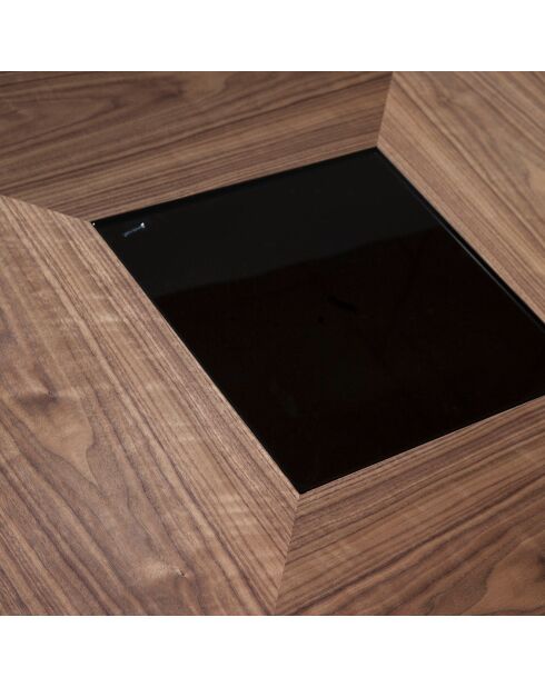 Quadratischer Esstisch aus Nussbaumholz/Schwarz - 150x150x79 cm
