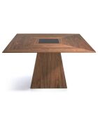 Quadratischer Esstisch aus Nussbaumholz/Schwarz - 150x150x79 cm