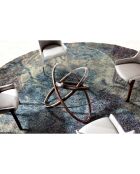 Table de salle à manger ronde avec plateau en verre trempé noyer/transparent - 140x140x75 cm