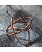Table de salle à manger ronde avec plateau en verre trempé noyer/transparent - 140x140x75 cm