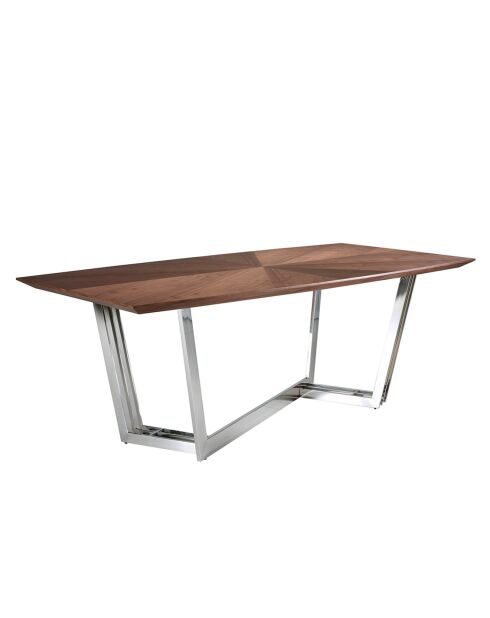 Mesa de comedor Tonneau en nogal/acero cromado - 220x110x77 cm
