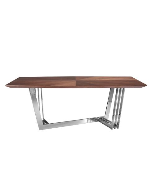 Table de salle à manger tonneau noyer/acier chromé - 220x110x77 cm