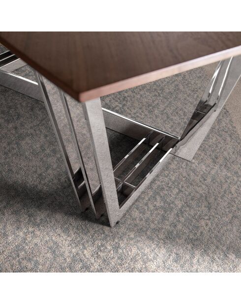 Table de salle à manger tonneau noyer/acier chromé - 220x110x77 cm