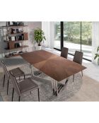 Table de salle à manger tonneau noyer/acier chromé - 220x110x77 cm