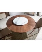 Table de salle à manger ronde avec centre rotatif noyer/blanc/gris - 135x135x75 cm