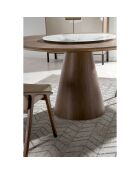 Table de salle à manger ronde avec centre rotatif noyer/blanc/gris - 135x135x75 cm