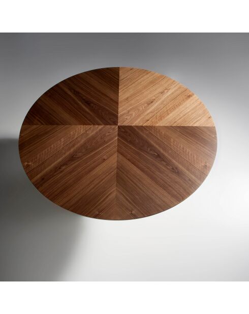 Table de salle à manger ronde avec centre rotatif noyer/blanc/gris - 135x135x75 cm