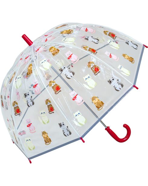 Parapluie cloche transparent enfant - Système d'ouverture automatique - Chats -  Bordure réflechissante pour la nuit transparent