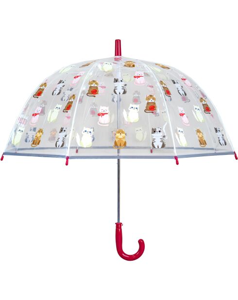 Parapluie cloche transparent enfant - Système d'ouverture automatique - Chats -  Bordure réflechissante pour la nuit transparent