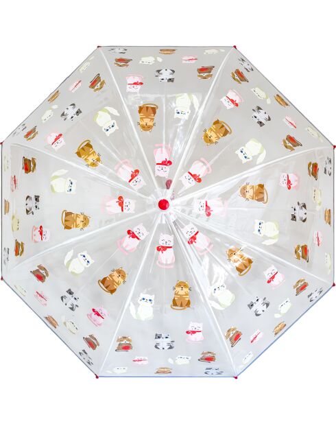 Paraguas transparente con forma de campana para niños - Sistema de apertura automática - Gatos - Borde transparente reflectante para la noche
