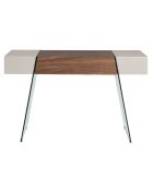 Console laqué avec pieds en verre trempé noyer/gris/transparent - 120x40x73 cm
