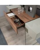 Console laqué avec pieds en verre trempé noyer/gris/transparent - 120x40x73 cm