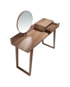 Coiffeuse avec tiroir et miroir pivotant noyer - 120x45x126 cm