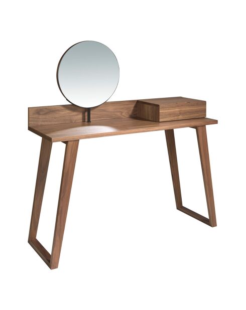 Coiffeuse avec tiroir et miroir pivotant noyer - 120x45x126 cm