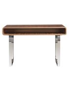 Console en bois plaqué sur pieds en acier inoxydable noyer/argenté - 120x39x75 cm