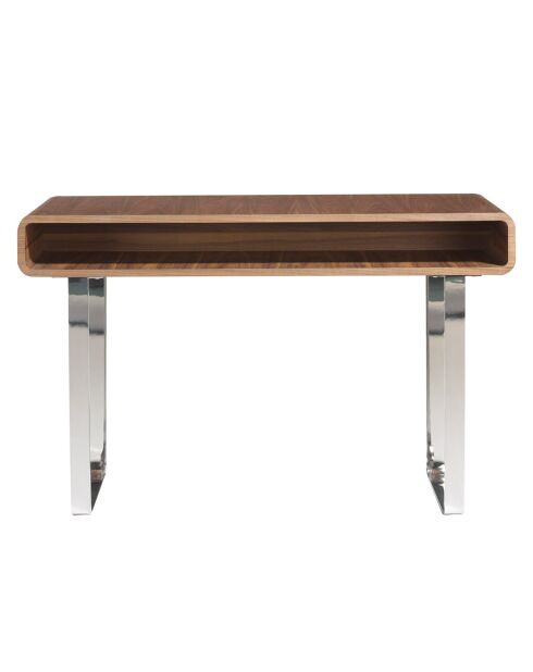 Console en bois plaqué sur pieds en acier inoxydable noyer/argenté - 120x39x75 cm