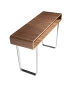 Console en bois plaqué sur pieds en acier inoxydable noyer/argenté - 120x39x75 cm