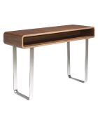 Console en bois plaqué sur pieds en acier inoxydable noyer/argenté - 120x39x75 cm