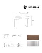 Console en bois plaqué sur pieds en acier inoxydable noyer/argenté - 120x39x75 cm