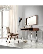 Console en bois plaqué sur pieds en acier inoxydable noyer/argenté - 120x39x75 cm