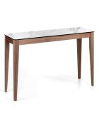 Console avec plateau en porcelaine noyer/blanc/gris - 120x39x75 cm