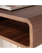 Console en bois plaqué sur pieds en acier inoxydable noyer/argenté - 120x39x75 cm