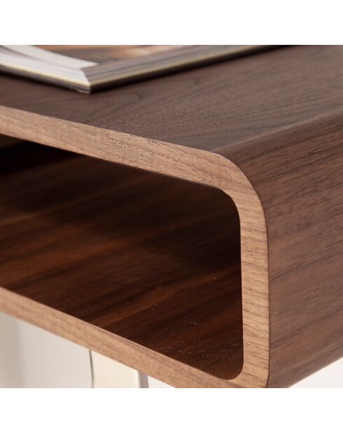 Console en bois plaqué sur pieds en acier inoxydable noyer/argenté - 120x39x75 cm