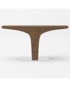 Console en bois plaqué et base acier noyer/argenté - 150x35x80 cm