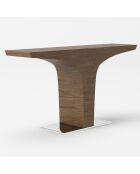 Console en bois plaqué et base acier noyer/argenté - 150x35x80 cm