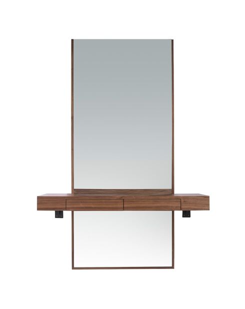 Meuble d'entrée avec miroir et console noyer - 120x35x180 cm
