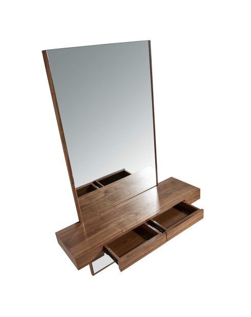 Meuble d'entrée avec miroir et console noyer - 120x35x180 cm
