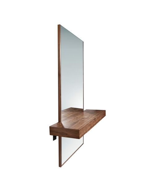 Meuble d'entrée avec miroir et console noyer - 120x35x180 cm