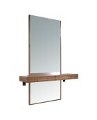 Meuble d'entrée avec miroir et console noyer - 120x35x180 cm