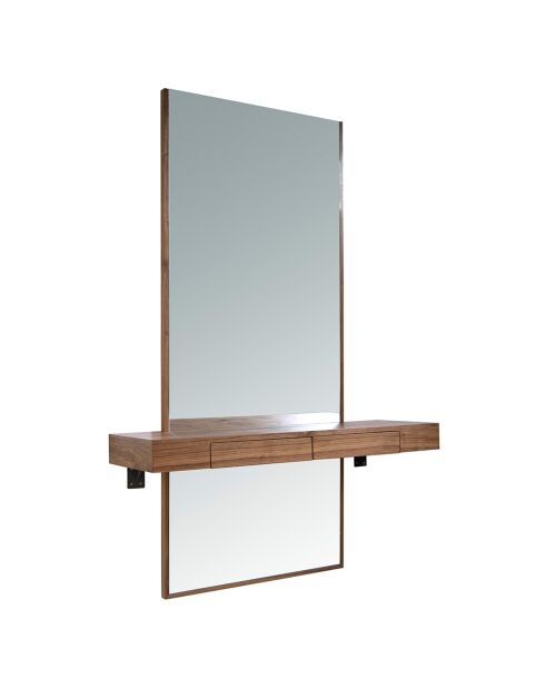 Meuble d'entrée avec miroir et console noyer - 120x35x180 cm