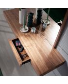 Meuble d'entrée avec miroir et console noyer - 120x35x180 cm