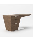Bureau 3 tiroirs noyer/argenté - 150x60x76 cm