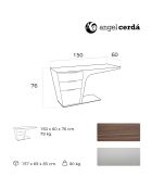 Bureau 3 tiroirs noyer/argenté - 150x60x76 cm