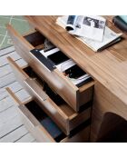 Bureau 3 tiroirs noyer/argenté - 150x60x76 cm