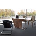 Bureau 3 tiroirs noyer/argenté - 150x60x76 cm