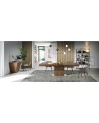 Bureau 3 tiroirs noyer/argenté - 150x60x76 cm
